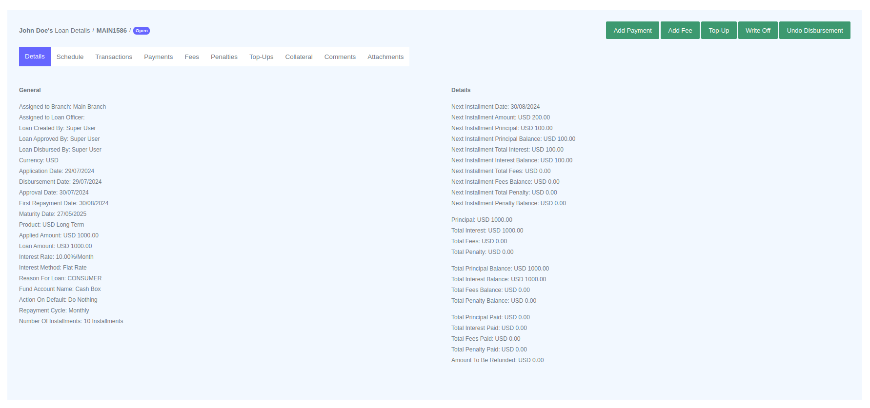 Loan Details | Lenda System Documentation